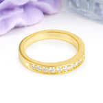 Half Eternity Channel Set Continuous Round Cut Flat Edge Moissanite Wedding Ring - Additional view