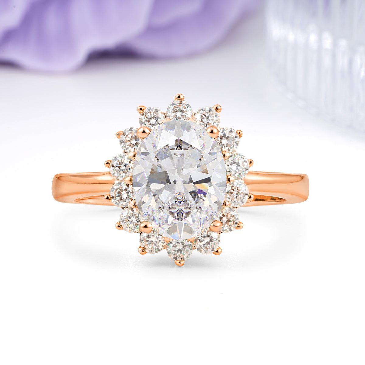 Luxury Classic 4-Prong Oval Cut Moissanite Engagement Ring - Additional view
