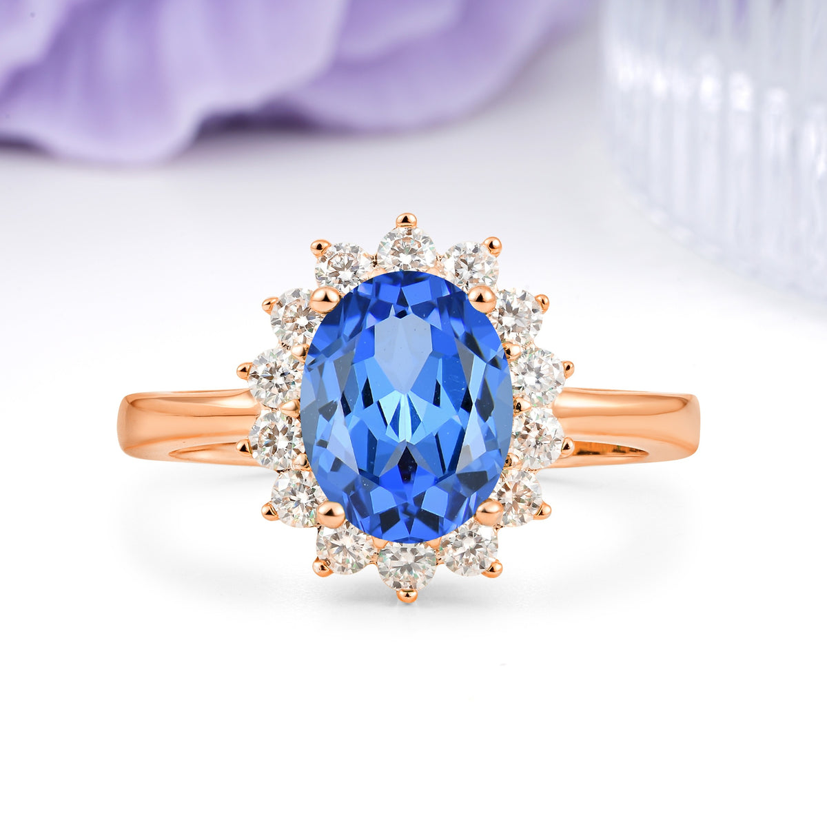 Luxury Classic 4-Prong Oval Cut Sapphire Engagement Ring - Additional view