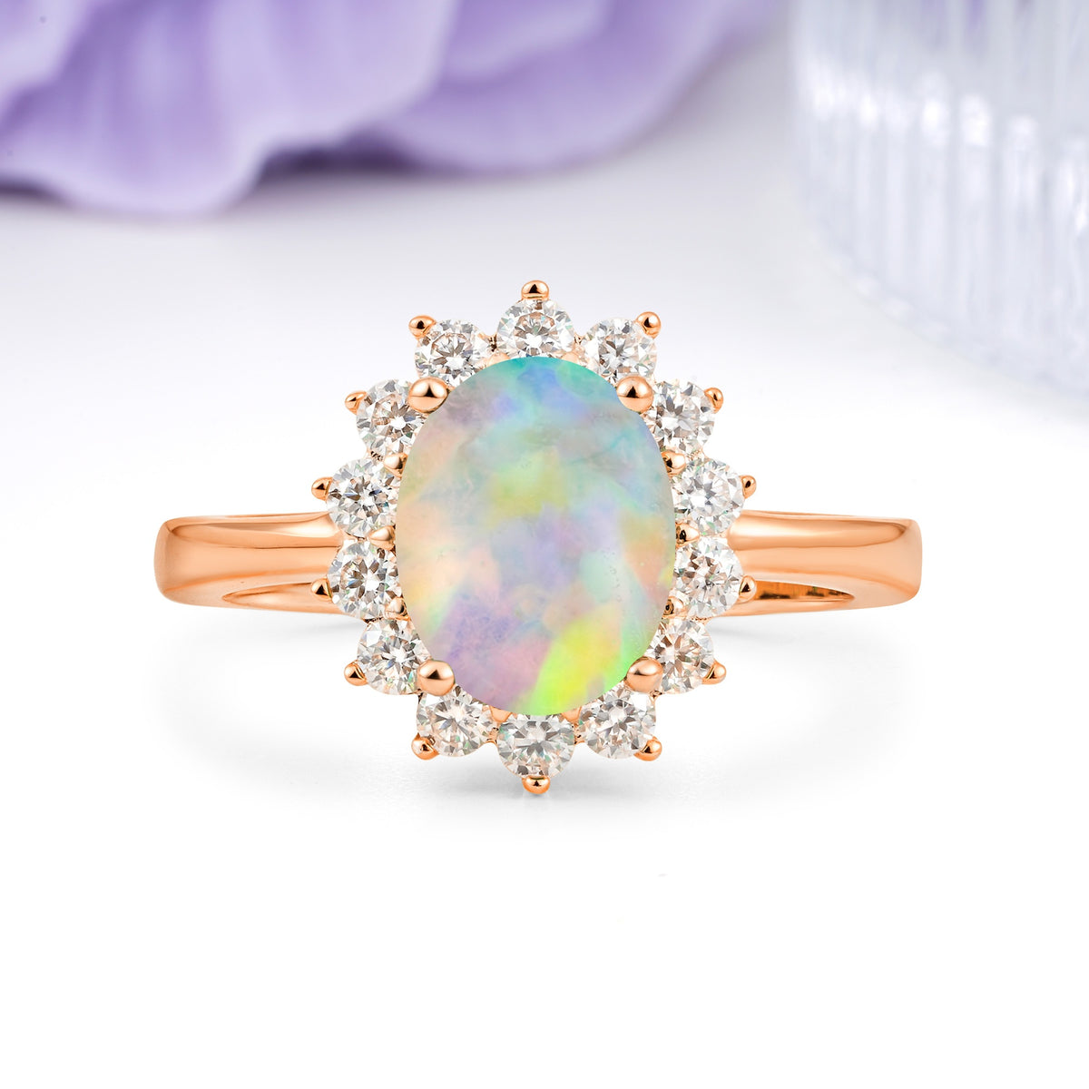 Luxury Classic 4-Prong Oval Cut Fire Opal Engagement Ring - Additional view