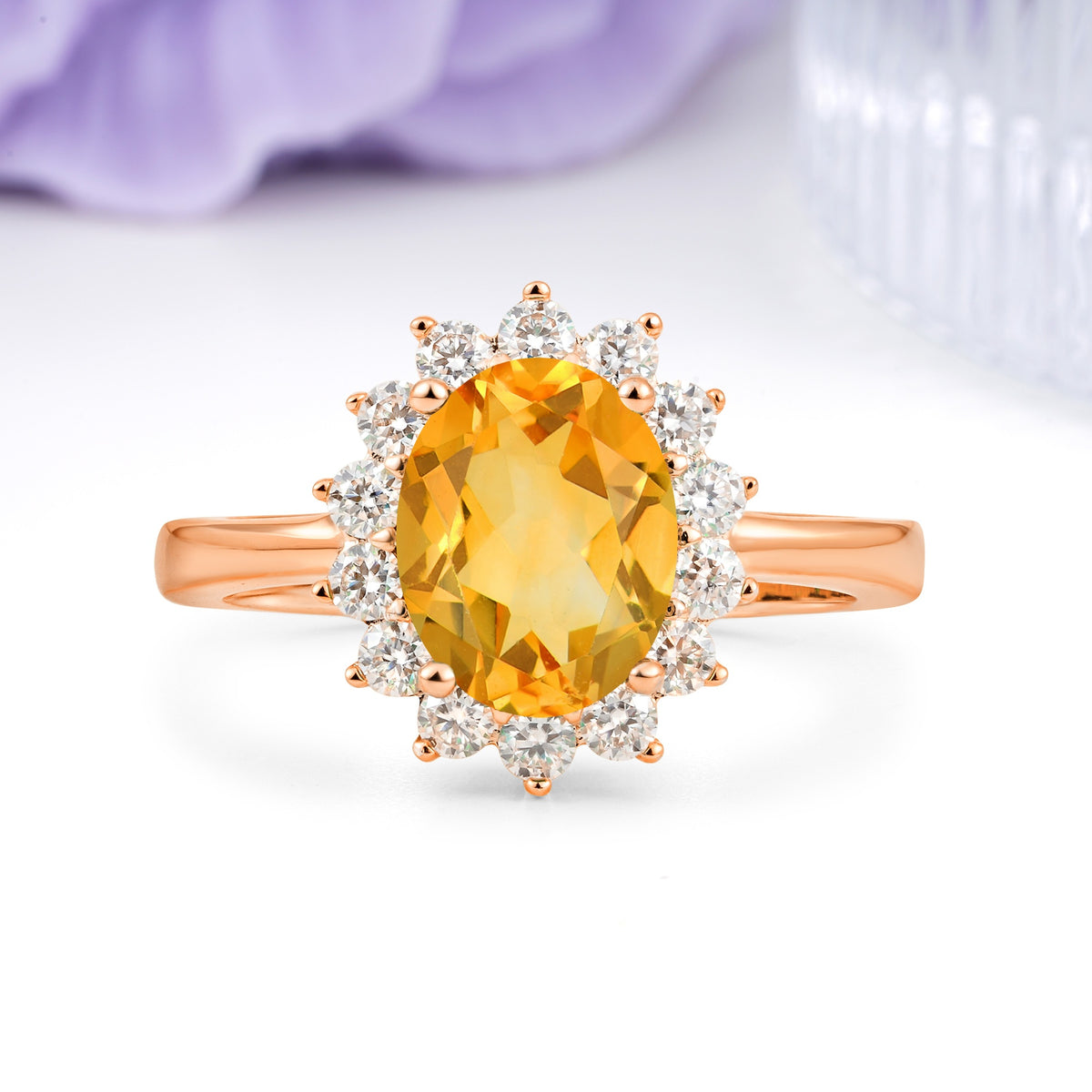 Luxury Classic 4-Prong Oval Cut Citrine Engagement Ring - Additional view