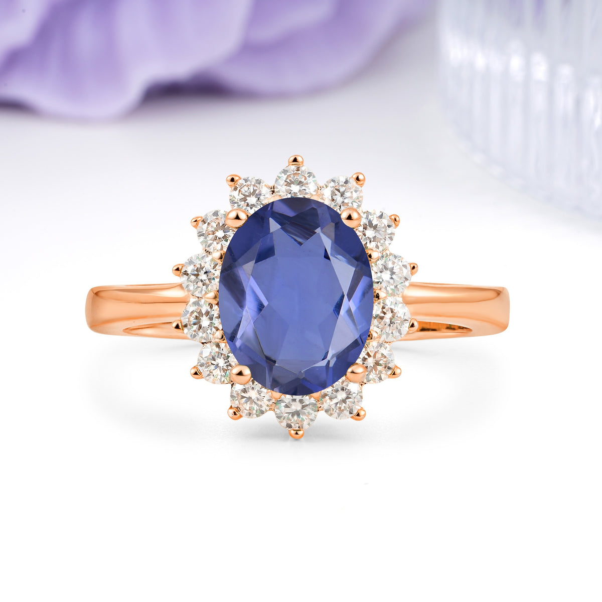 Luxury Classic 4-Prong Oval Cut Tanzanite Engagement Ring - Additional view