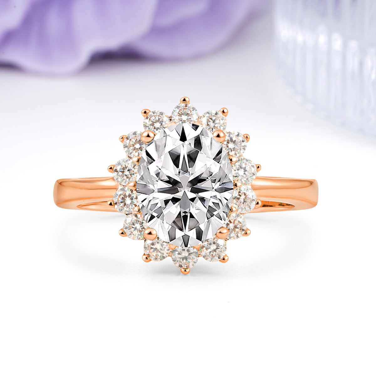 Luxury Classic 4-Prong Oval Cut Lab Diamond Engagement Ring - Additional view