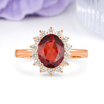 Luxury Classic 4-Prong Oval Cut Garnet Engagement Ring - Additional view