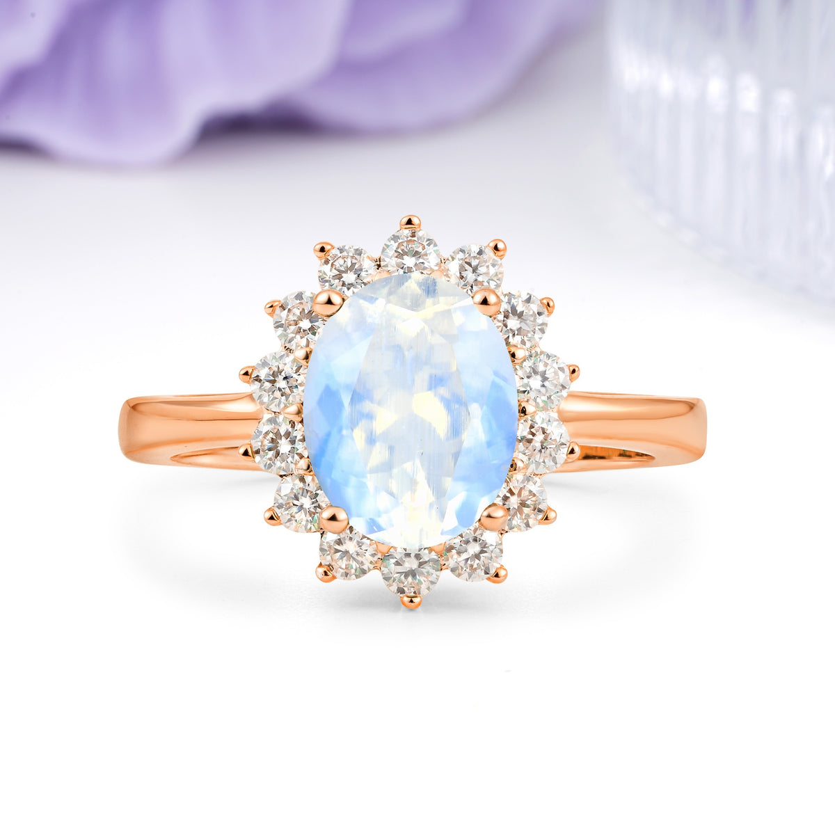 Luxury Classic 4-Prong Oval Cut Moonstone Engagement Ring - Additional view