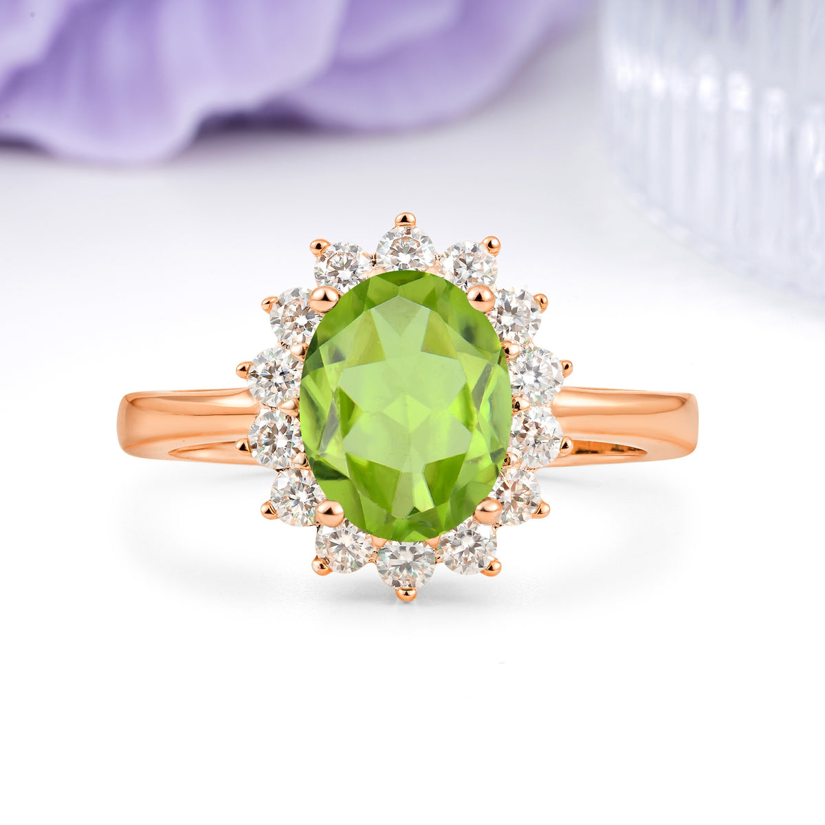Luxury Classic 4-Prong Oval Cut Peridot Engagement Ring - Additional view