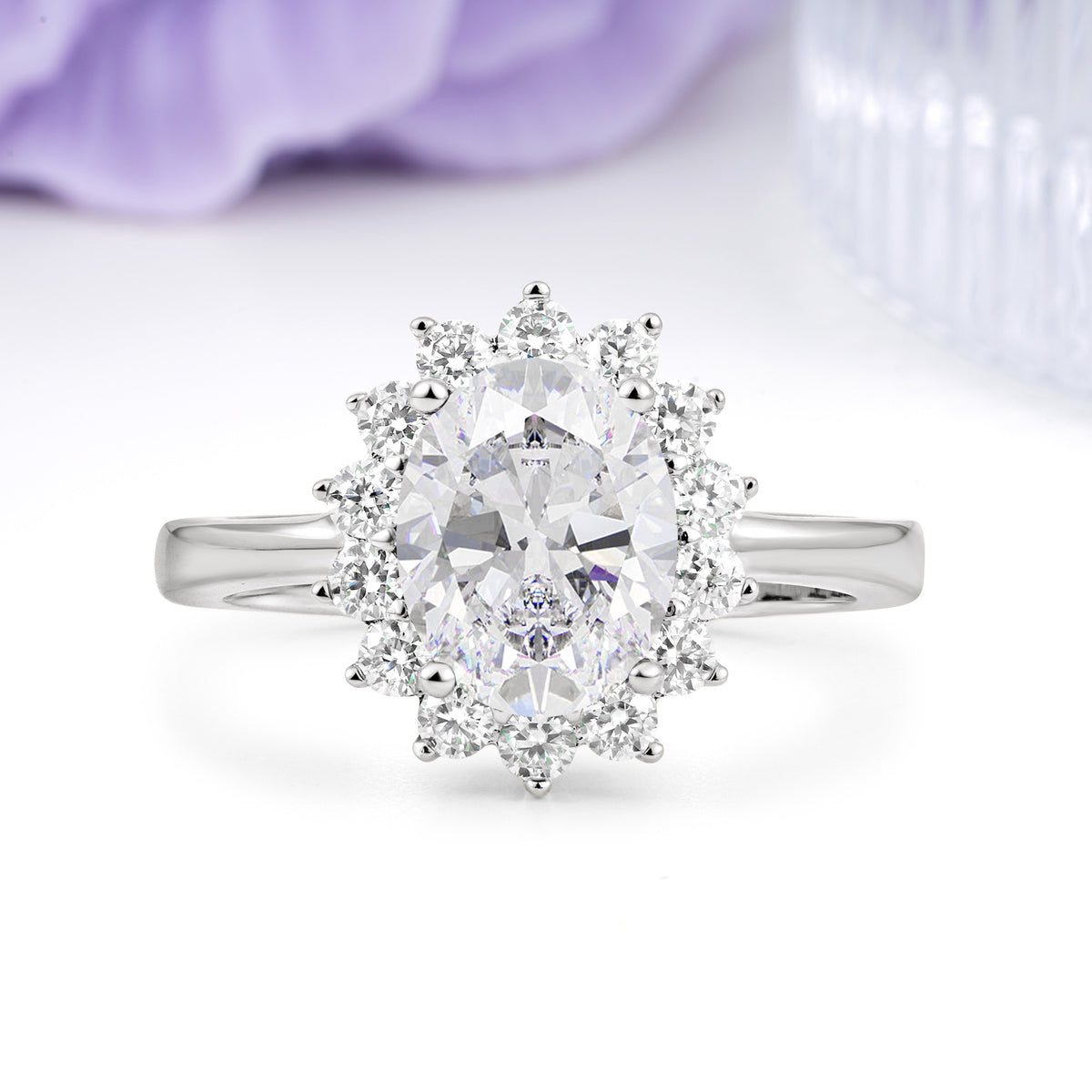 Luxury Classic 4-Prong Oval Cut Moissanite Engagement Ring - Additional view