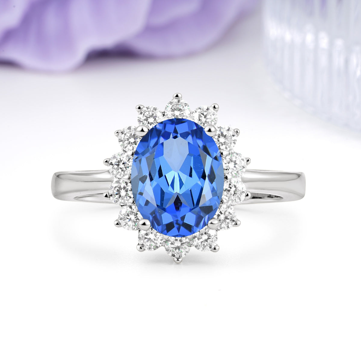 Luxury Classic 4-Prong Oval Cut Sapphire Engagement Ring - Additional view