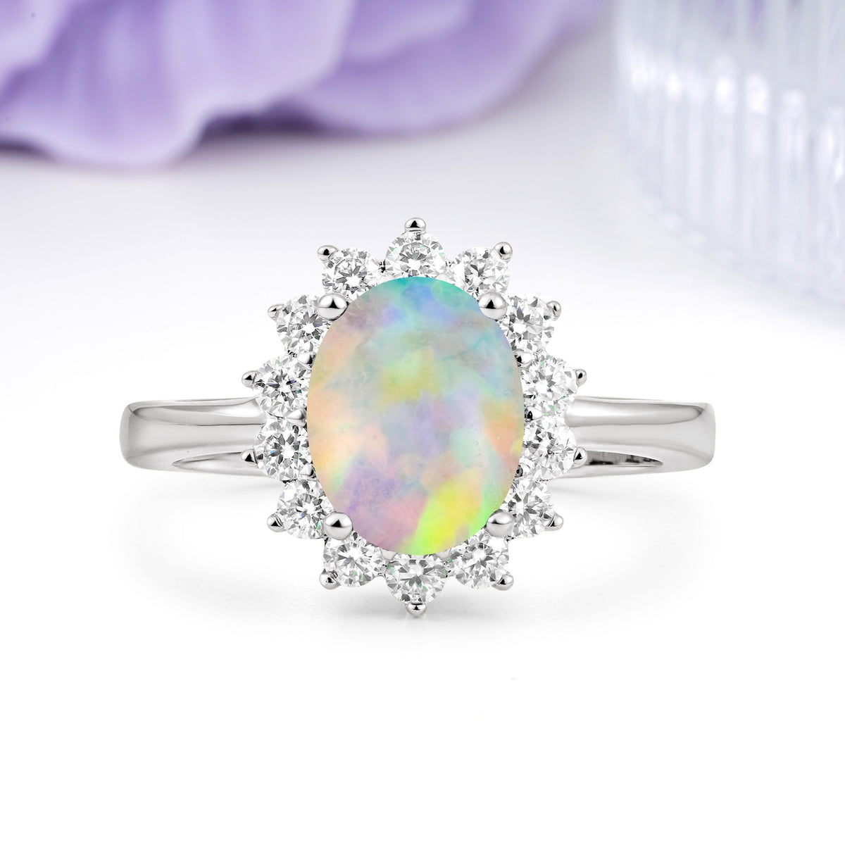 Luxury Classic 4-Prong Oval Cut Fire Opal Engagement Ring - Additional view