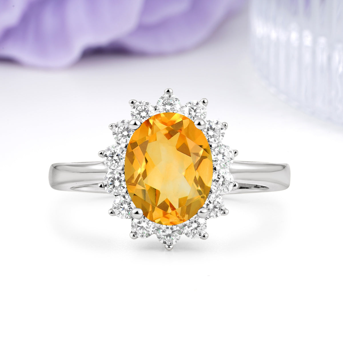 Luxury Classic 4-Prong Oval Cut Citrine Engagement Ring - Additional view