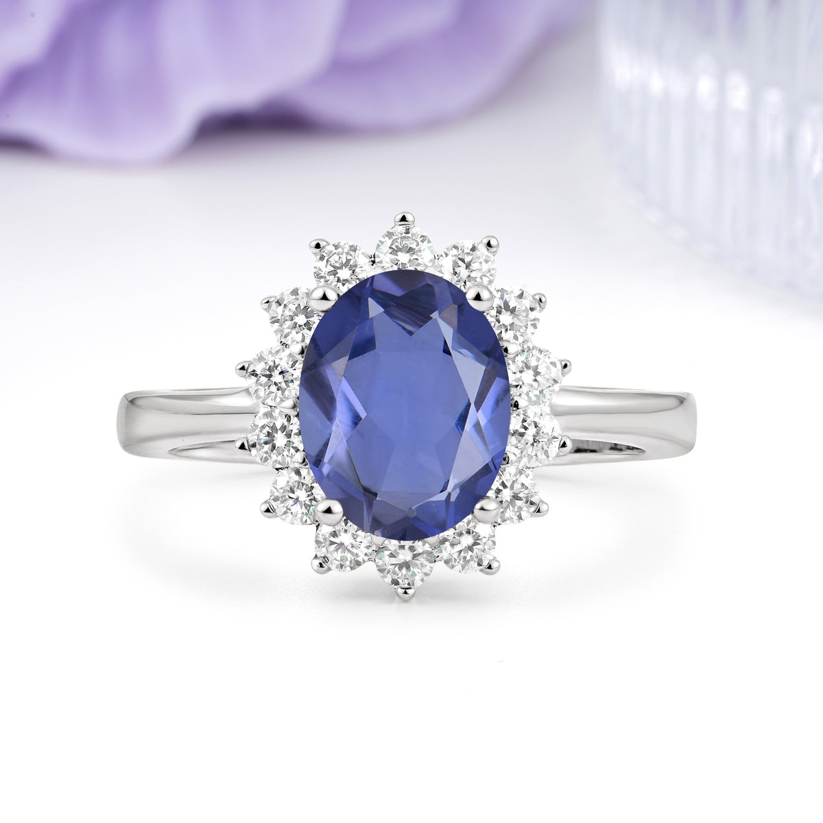 Luxury Classic 4-Prong Oval Cut Tanzanite Engagement Ring - Additional view