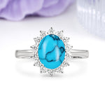 Luxury Classic 4-Prong Oval Cut Turquoise Engagement Ring - Additional view