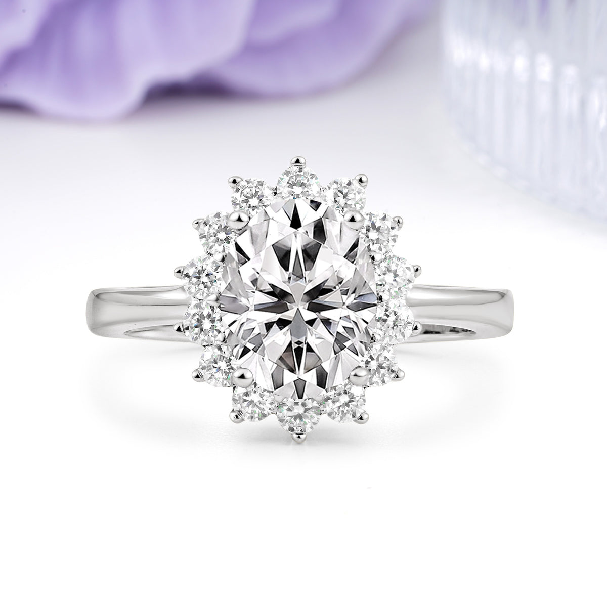 Luxury Classic 4-Prong Oval Cut Lab Diamond Engagement Ring - Additional view