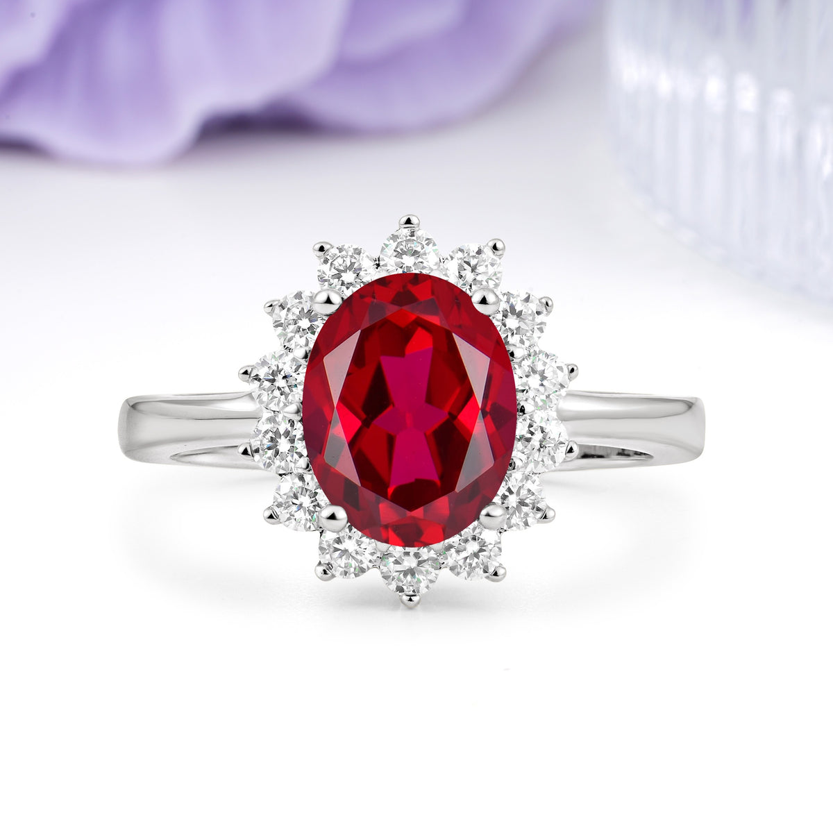 Luxury Classic 4-Prong Oval Cut Ruby Engagement Ring - Additional view