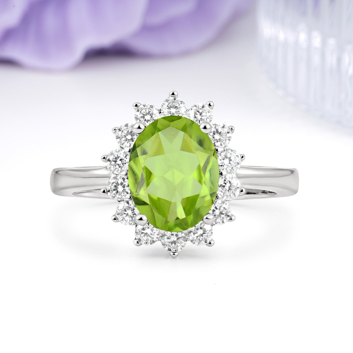 Luxury Classic 4-Prong Oval Cut Peridot Engagement Ring - Additional view