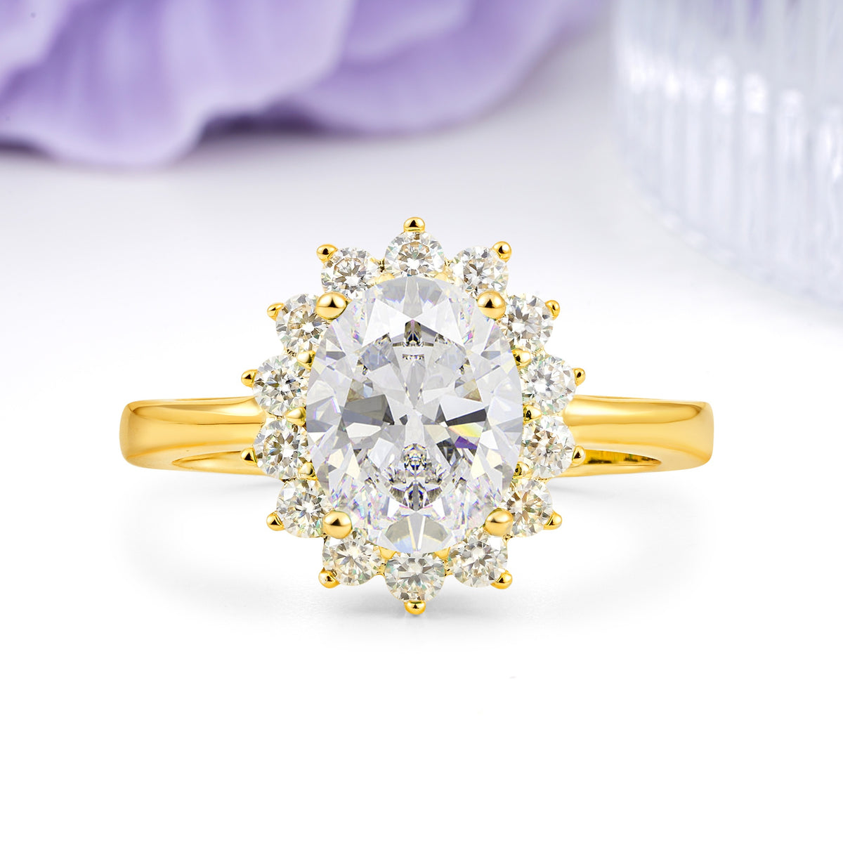 Luxury Classic 4-Prong Oval Cut Moissanite Engagement Ring - Additional view