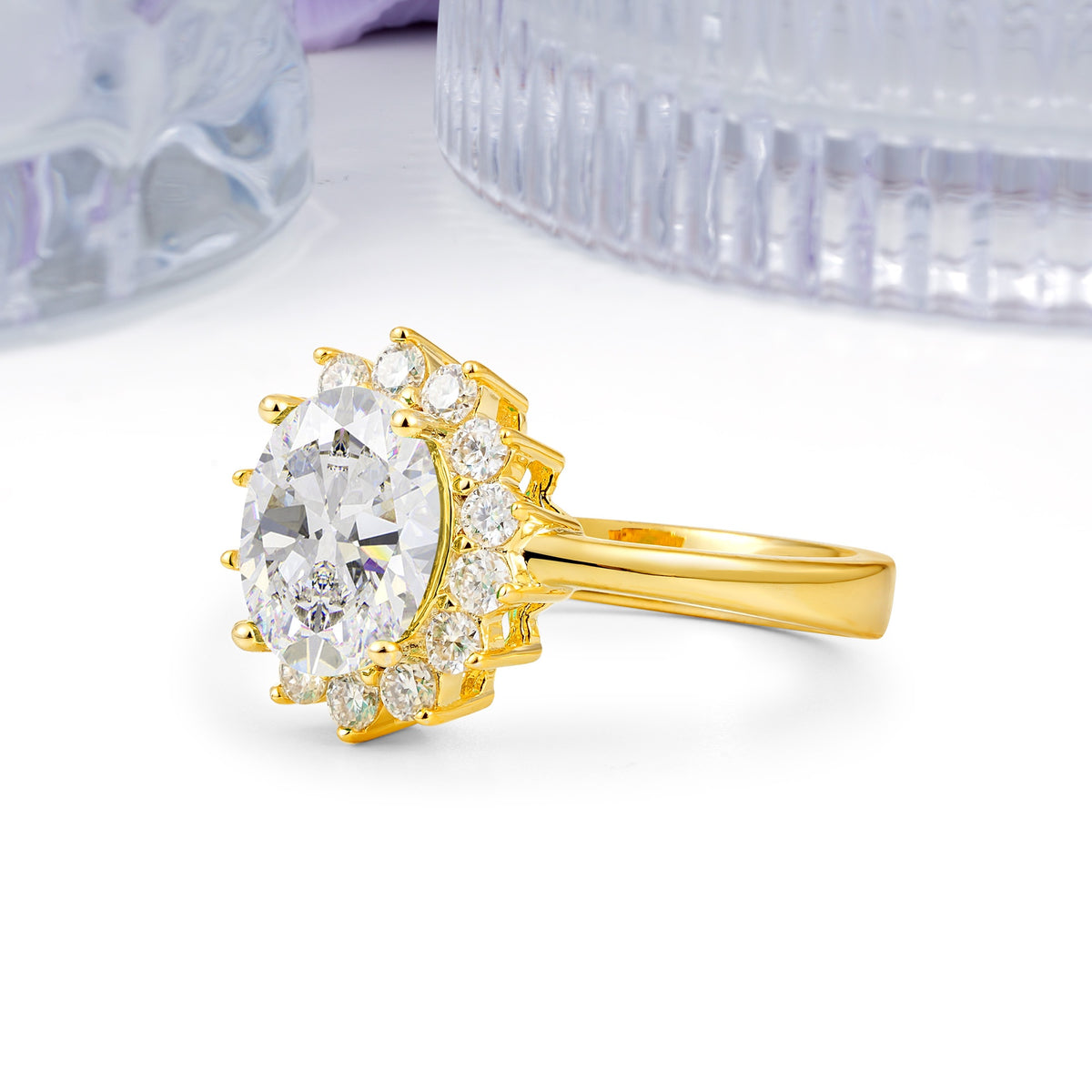 Luxury Classic 4-Prong Oval Cut Moissanite Engagement Ring - Additional view