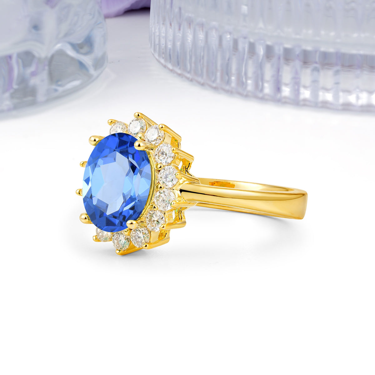 Luxury Classic 4-Prong Oval Cut Sapphire Engagement Ring - Additional view