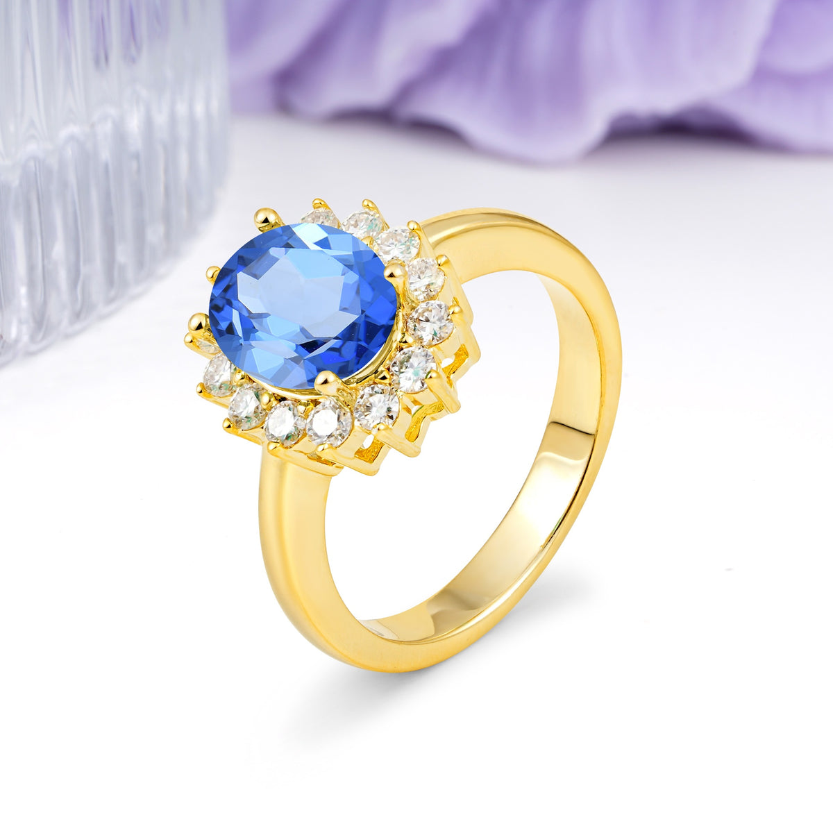 Luxury Classic 4-Prong Oval Cut Sapphire Engagement Ring - Additional view