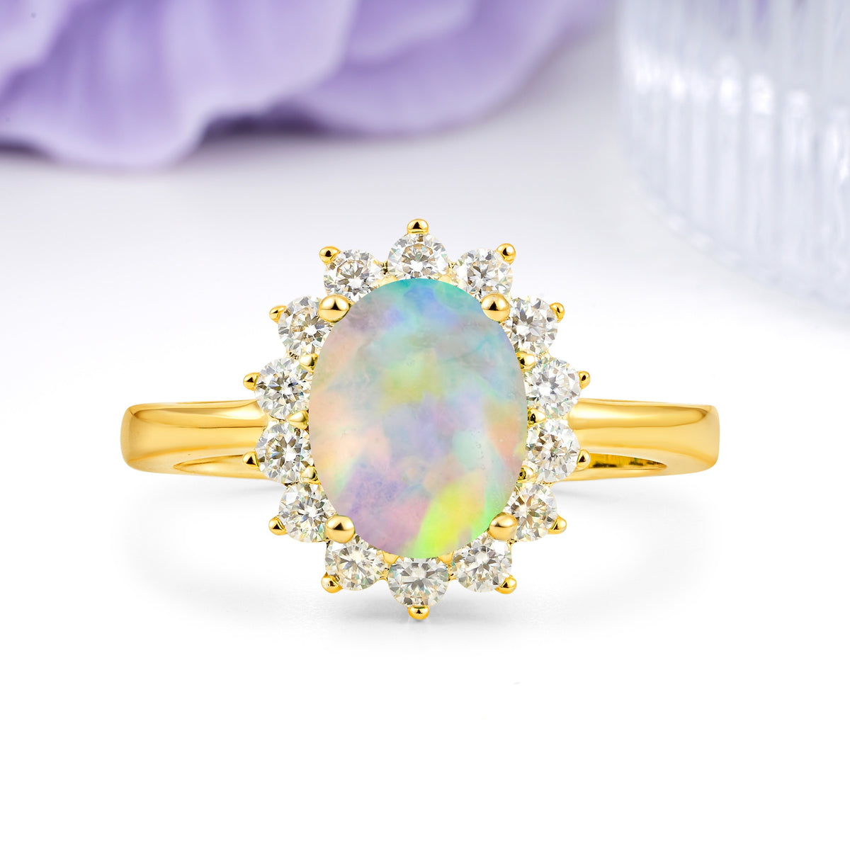 Luxury Classic 4-Prong Oval Cut Fire Opal Engagement Ring - Additional view