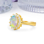 Luxury Classic 4-Prong Oval Cut Fire Opal Engagement Ring - Additional view