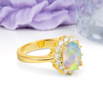 Luxury Classic 4-Prong Oval Cut Fire Opal Engagement Ring - Additional view