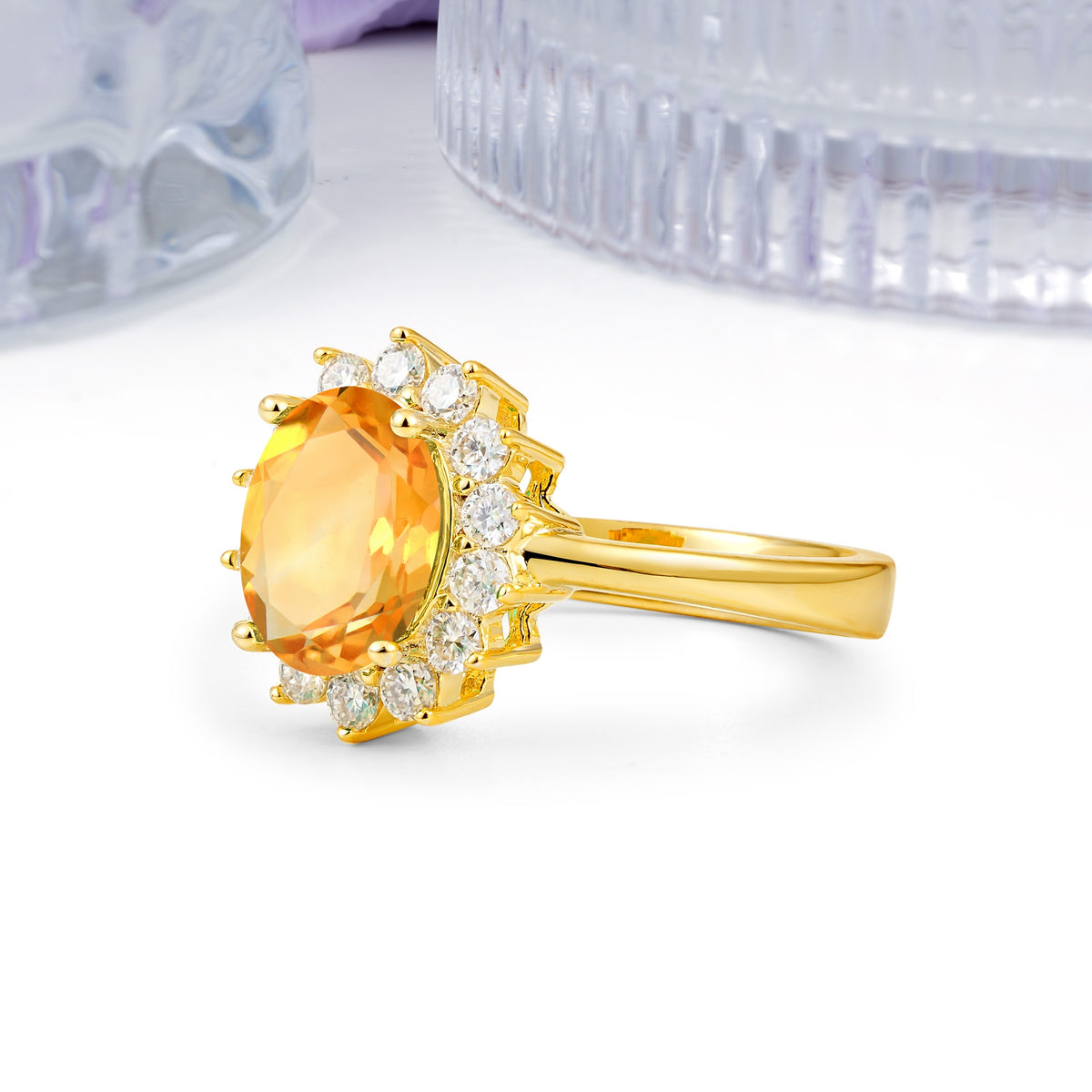 Luxury Classic 4-Prong Oval Cut Citrine Engagement Ring - Additional view