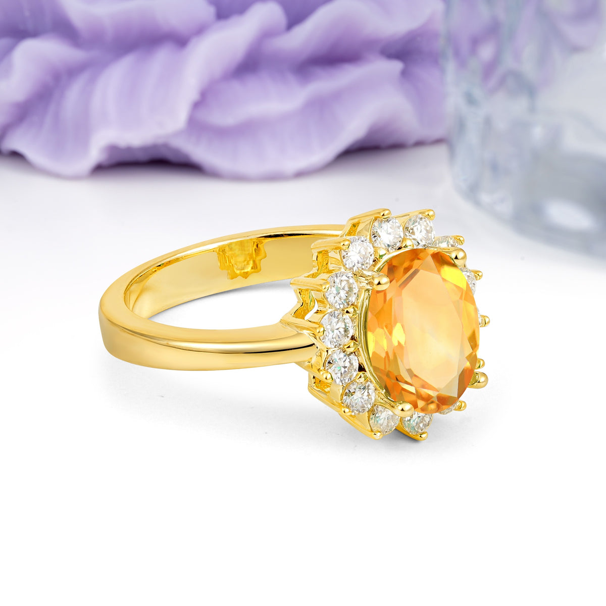 Luxury Classic 4-Prong Oval Cut Citrine Engagement Ring - Additional view