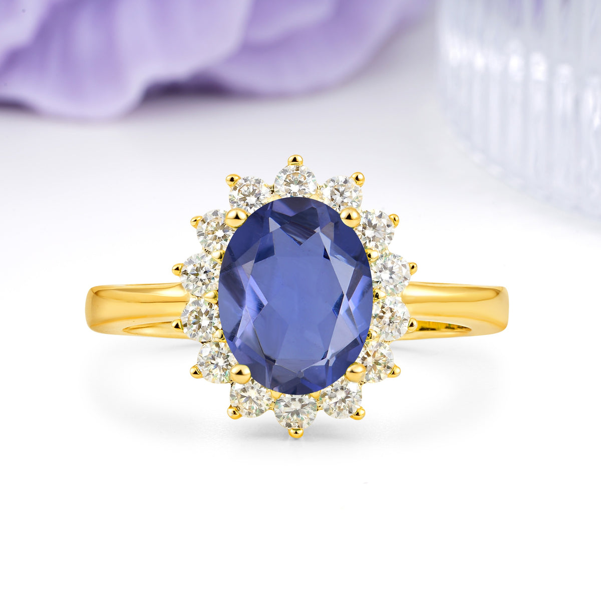 Luxury Classic 4-Prong Oval Cut Tanzanite Engagement Ring - Additional view