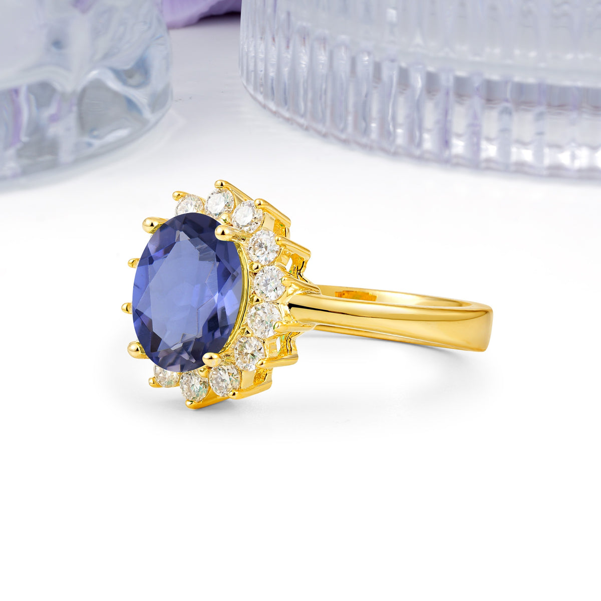 Luxury Classic 4-Prong Oval Cut Tanzanite Engagement Ring - Additional view