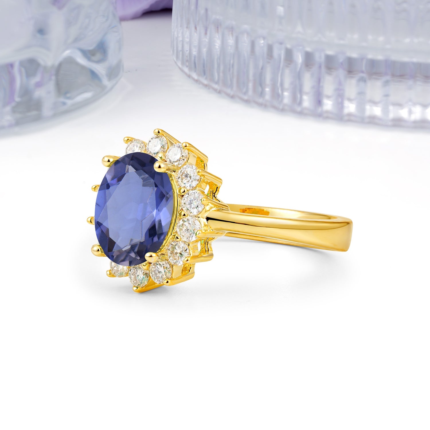 Luxury Classic 4-Prong Oval Cut Tanzanite Engagement Ring - Additional view