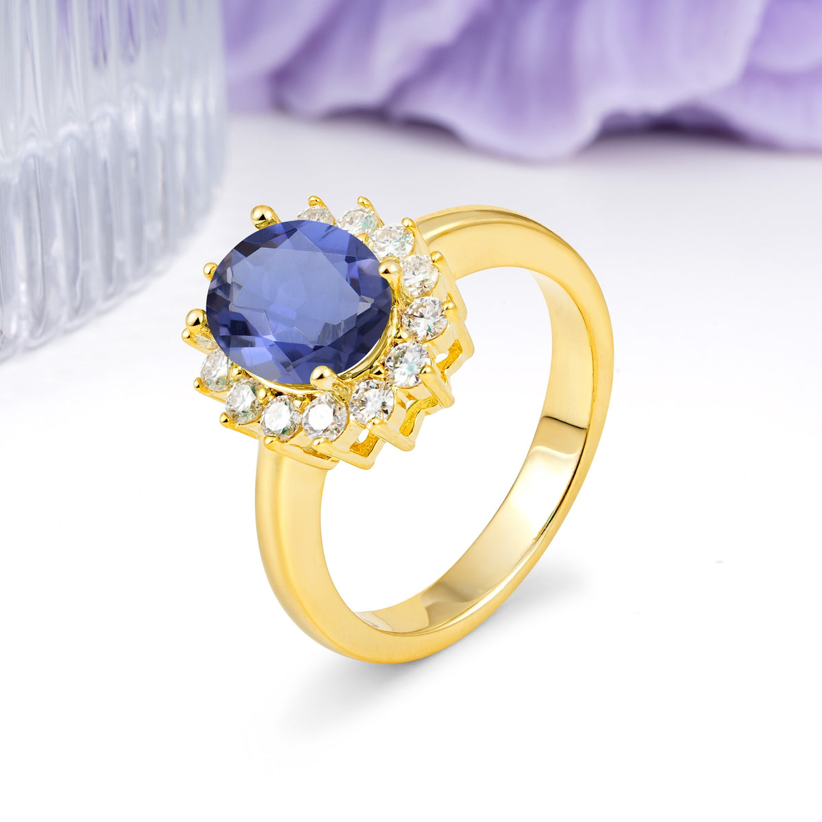 Luxury Classic 4-Prong Oval Cut Tanzanite Engagement Ring - Additional view