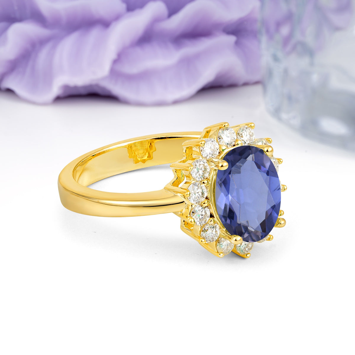 Luxury Classic 4-Prong Oval Cut Tanzanite Engagement Ring - Additional view