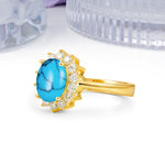Luxury Classic 4-Prong Oval Cut Turquoise Engagement Ring - Additional view