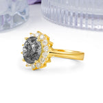 Luxury Classic 4-Prong Oval Cut Black Rutilated Quartz Engagement Ring - Additional view