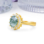 Luxury Classic 4-Prong Oval Cut Moss Agate Engagement Ring - Additional view