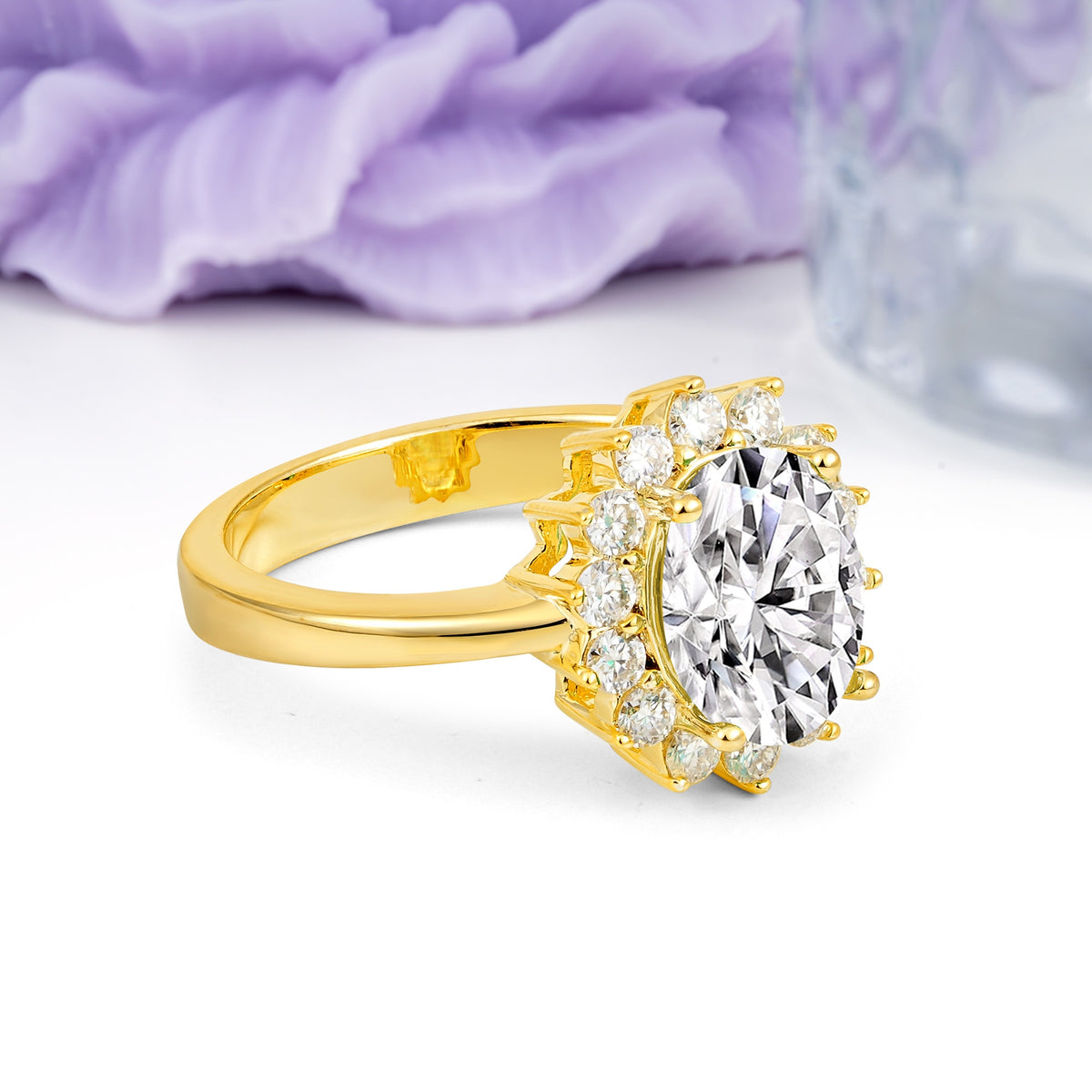 Luxury Classic 4-Prong Oval Cut Lab Diamond Engagement Ring - Additional view