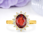 Luxury Classic 4-Prong Oval Cut Garnet Engagement Ring - Additional view