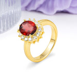Luxury Classic 4-Prong Oval Cut Garnet Engagement Ring - Additional view