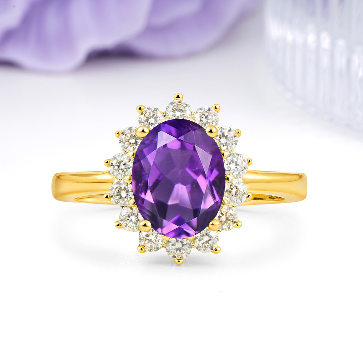Luxury Classic 4-Prong Oval Cut Amethyst Engagement Ring - Additional view
