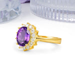 Luxury Classic 4-Prong Oval Cut Amethyst Engagement Ring - Additional view
