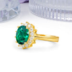 Luxury Classic 4-Prong Oval Cut Emerald Engagement Ring - Additional view
