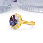 Luxury Classic 4-Prong Oval Cut Alexandrite Engagement Ring - Additional view