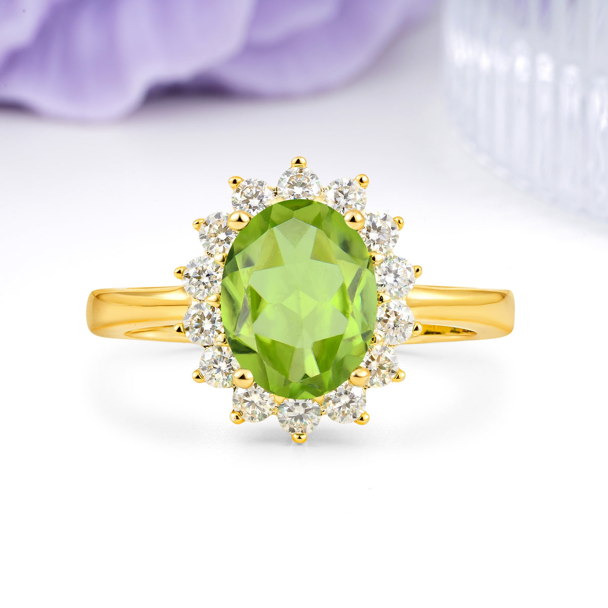 Luxury Classic 4-Prong Oval Cut Peridot Engagement Ring - Additional view