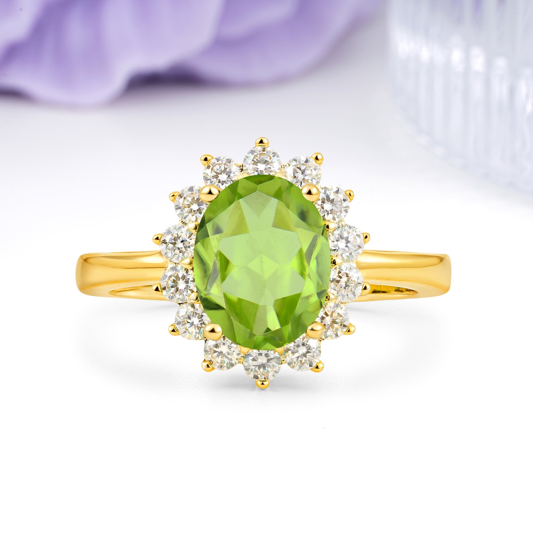 Luxury Classic 4-Prong Oval Cut Peridot Engagement Ring - Additional view