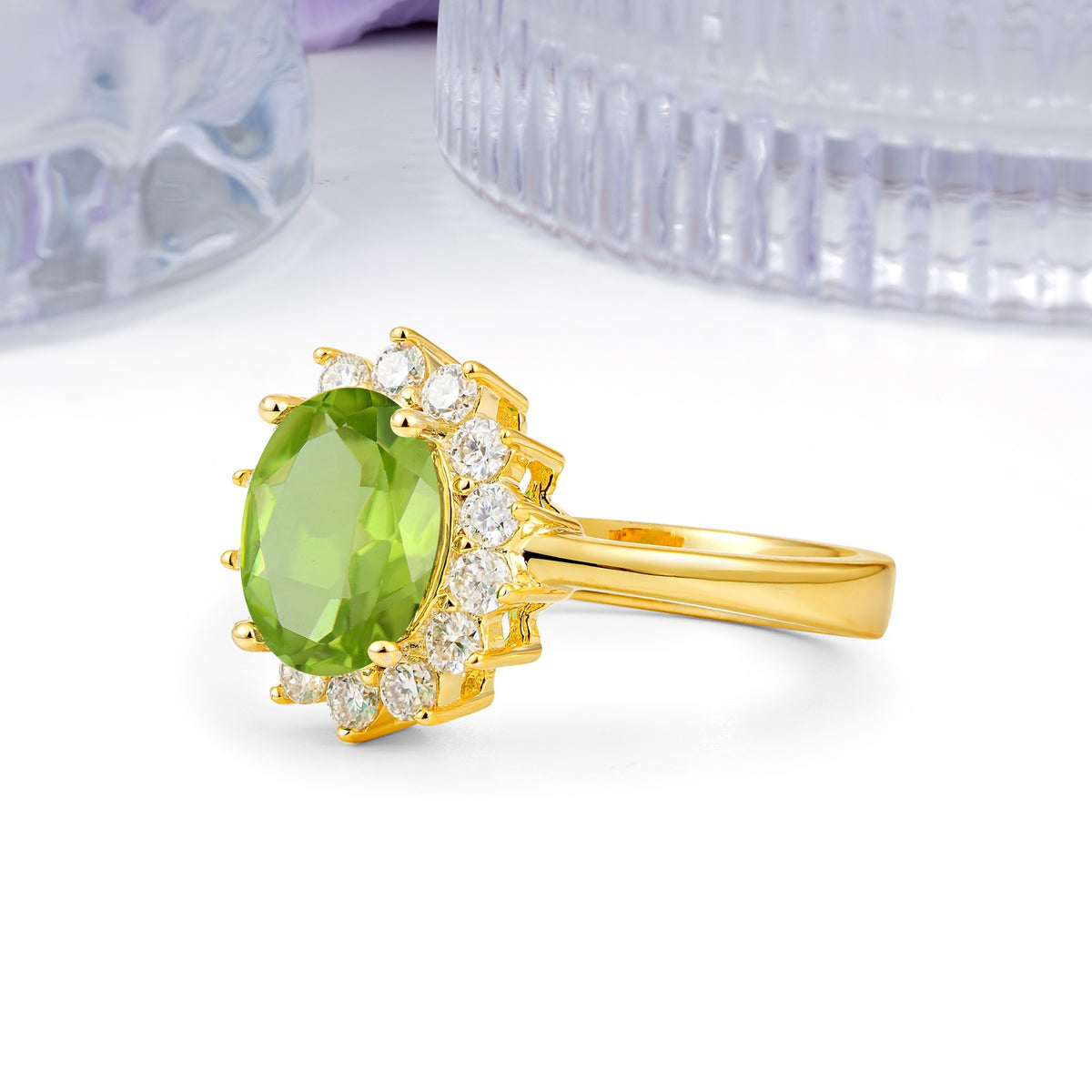 Luxury Classic 4-Prong Oval Cut Peridot Engagement Ring - Additional view