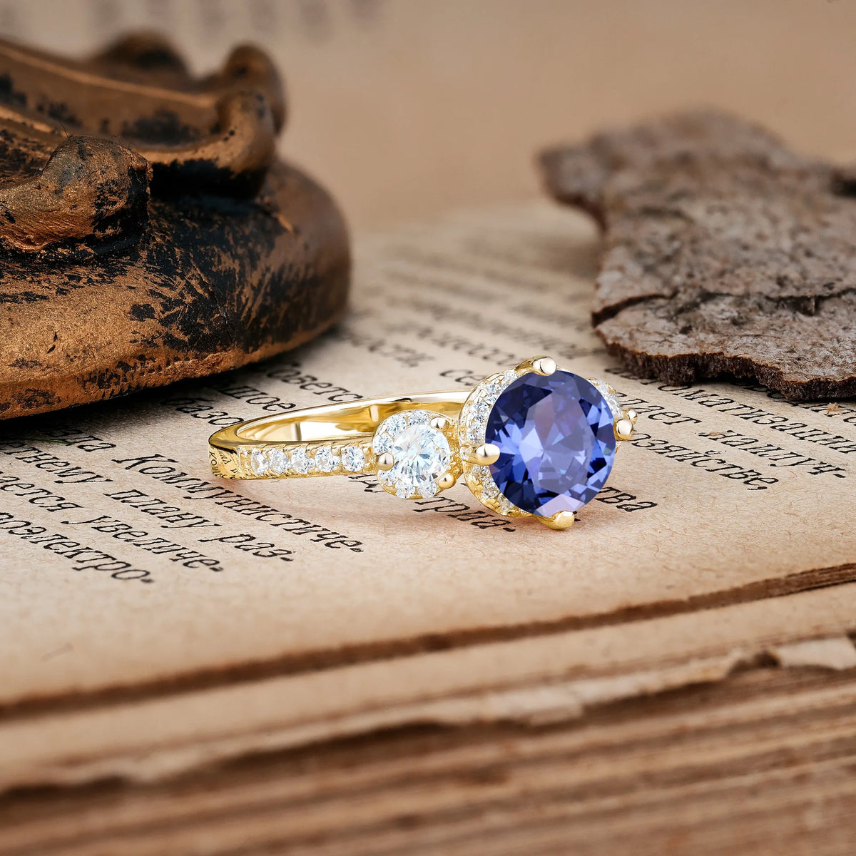 Luxurious and Dazzling 4 Prong Round Cut Tanzanite Engagement Ring