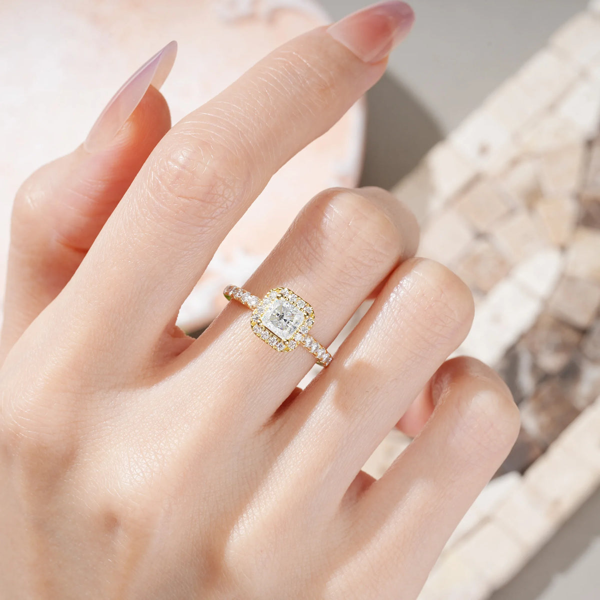 Emerald Cut Moissanite Classic Vintage 4 Prong Engagement Ring