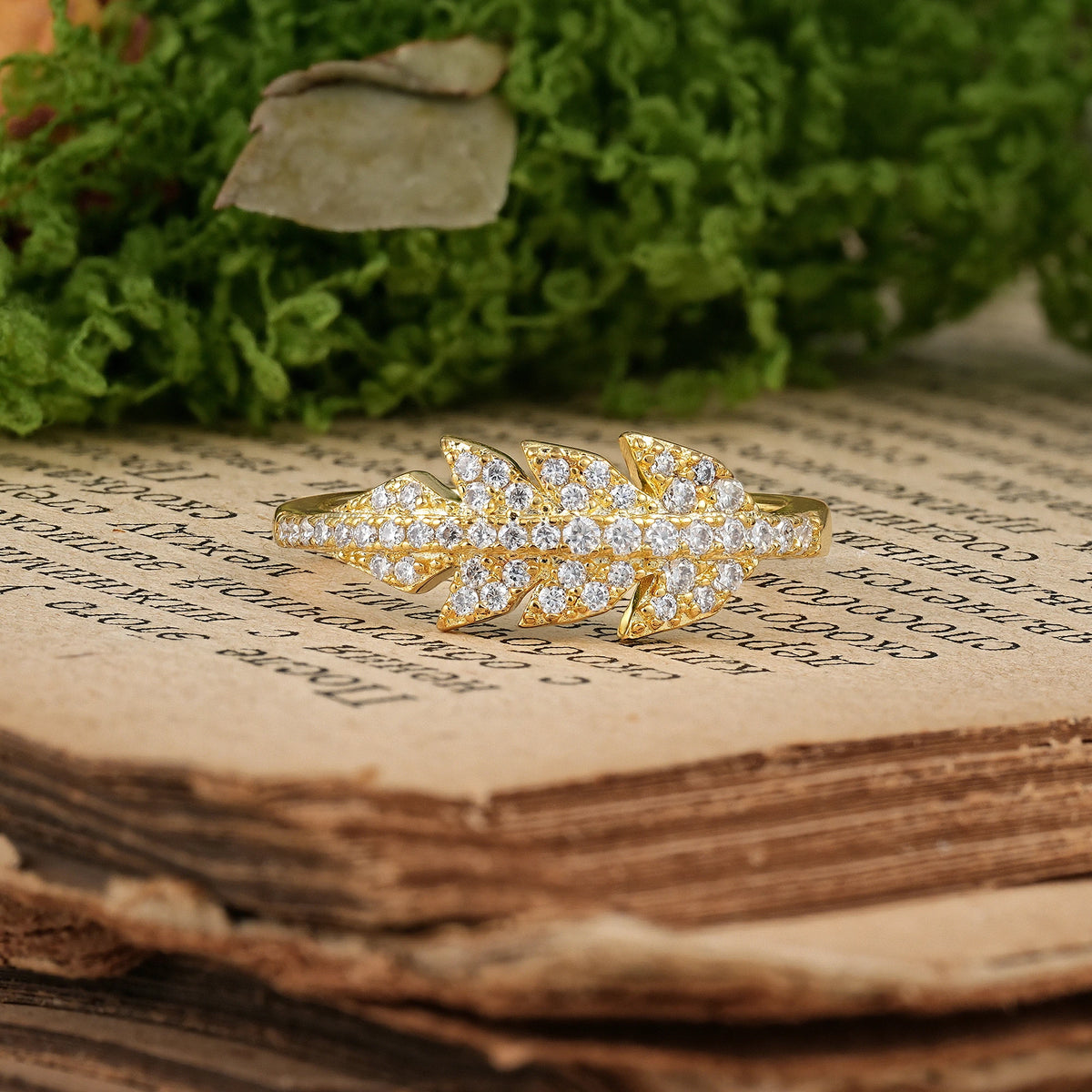 Moissanite Unique nature inspired Promise Ring