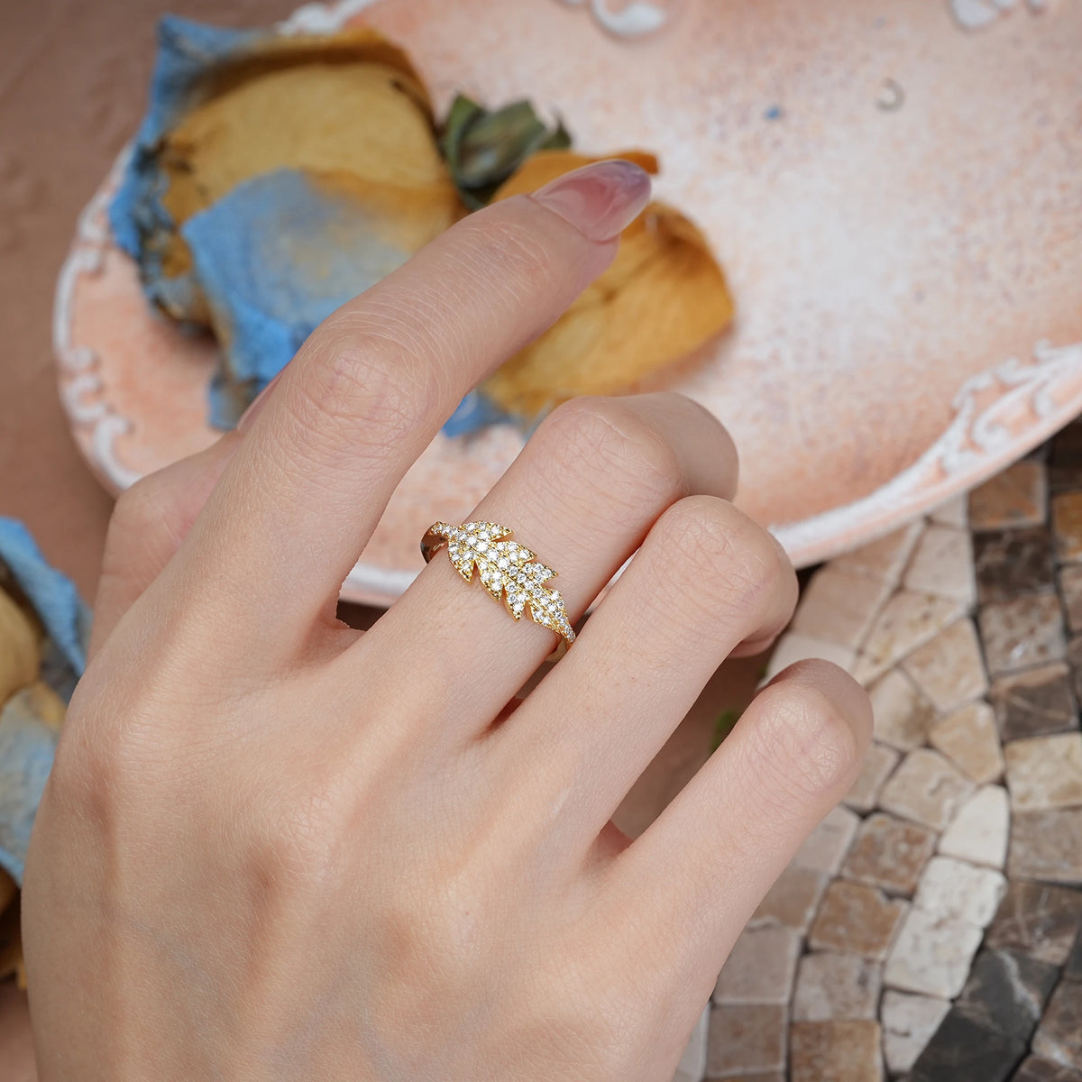 Moissanite Unique nature inspired Promise Ring